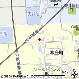 奈良県大和郡山市本庄町44周辺の地図