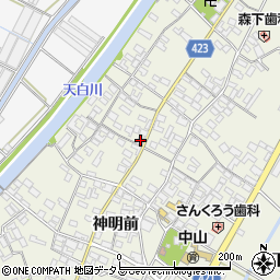 愛知県田原市中山町神明前56周辺の地図