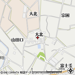 愛知県田原市南神戸町大北周辺の地図