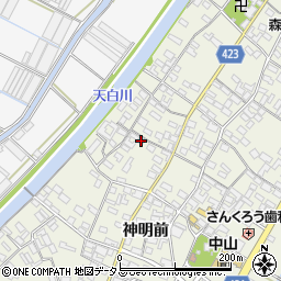 愛知県田原市中山町神明前105周辺の地図