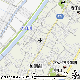 愛知県田原市中山町神明前54周辺の地図