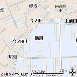 愛知県田原市向山町（横割）周辺の地図