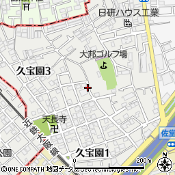 大阪府八尾市久宝園周辺の地図