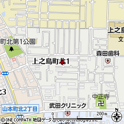 大阪府八尾市上之島町北1丁目50周辺の地図