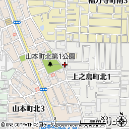 大阪府八尾市上之島町北1丁目34周辺の地図