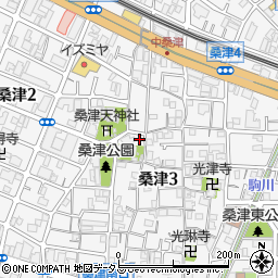 大阪府大阪市東住吉区桑津周辺の地図