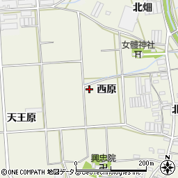 愛知県田原市村松町西原周辺の地図