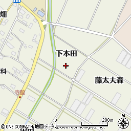 愛知県田原市中山町（下本田）周辺の地図
