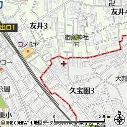 大阪府八尾市久宝園3丁目周辺の地図