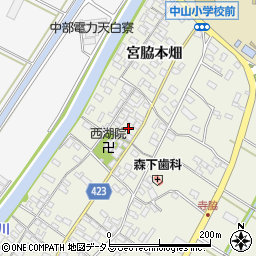 愛知県田原市中山町寺脇80周辺の地図