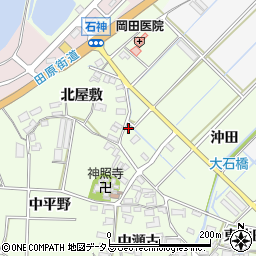 愛知県田原市石神町西沖田周辺の地図