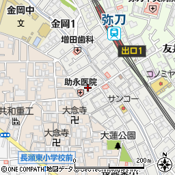大阪府東大阪市金岡1丁目周辺の地図