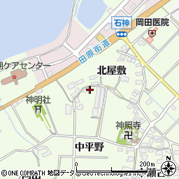 愛知県田原市石神町中平野10周辺の地図