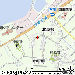 愛知県田原市石神町中平野周辺の地図