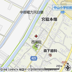 愛知県田原市中山町寺脇118周辺の地図