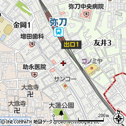 東大阪金岡郵便局周辺の地図