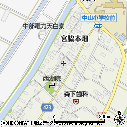 愛知県田原市中山町寺脇107周辺の地図