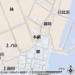 愛知県田原市福江町本構周辺の地図