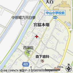 愛知県田原市中山町寺脇108周辺の地図