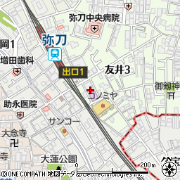 ファミリーマート薬ヒグチ弥刀駅前店周辺の地図
