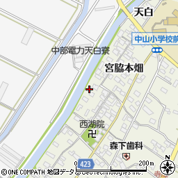 愛知県田原市中山町寺脇113周辺の地図