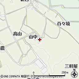 愛知県田原市東神戸町山中周辺の地図