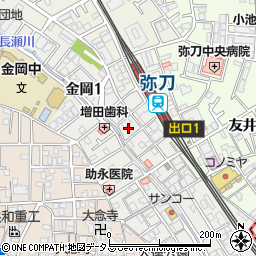 大阪府東大阪市金岡1丁目13周辺の地図