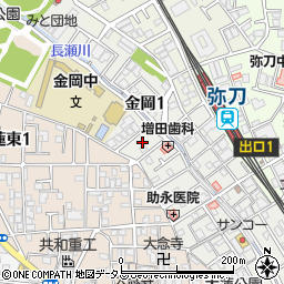 大阪府東大阪市金岡1丁目21周辺の地図