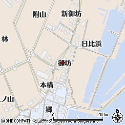 愛知県田原市福江町御坊周辺の地図