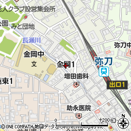 大阪府東大阪市金岡1丁目8周辺の地図