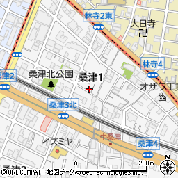 大阪府大阪市東住吉区桑津1丁目17-19周辺の地図