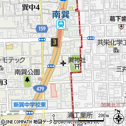大阪市立　南巽駅有料自転車駐車場周辺の地図