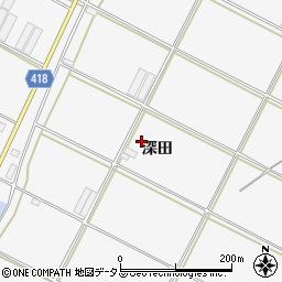 愛知県田原市小中山町深田周辺の地図