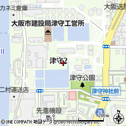 大阪府大阪市西成区津守周辺の地図