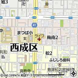 ライフ西天下茶屋店周辺の地図