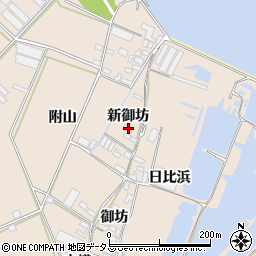 愛知県田原市福江町新御坊周辺の地図