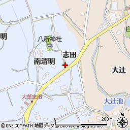 愛知県田原市大草町（志田）周辺の地図