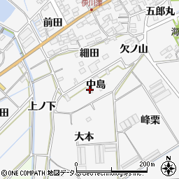 愛知県田原市伊川津町中島周辺の地図
