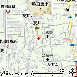 大阪府東大阪市友井周辺の地図