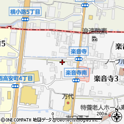 大阪府八尾市楽音寺1丁目65周辺の地図