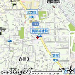 大阪中河内農業協同組合　衣摺営農経済センター周辺の地図