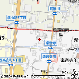 大阪府八尾市楽音寺1丁目14周辺の地図