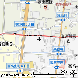 大阪府八尾市楽音寺1丁目21周辺の地図