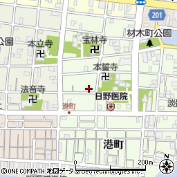 兵庫県明石市材木町周辺の地図