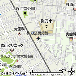 東大阪市立弥刀公民分館周辺の地図