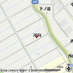 愛知県田原市江比間町（川向）周辺の地図