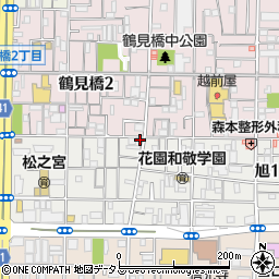 大阪府大阪市西成区旭2丁目1-1周辺の地図