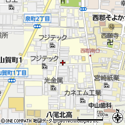 大阪府八尾市泉町1丁目74周辺の地図