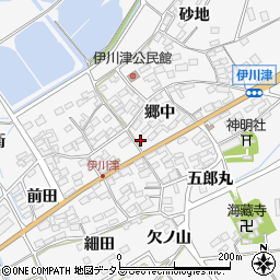 愛知県田原市伊川津町（郷中）周辺の地図