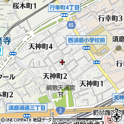 兵庫県神戸市須磨区天神町周辺の地図